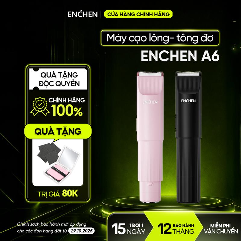 Máy Cạo Lông Toàn Thân Enchen A6 - Tông Đơ Điện - Kèm Đầu Tỉa Lông Tơ Cạo Lông Vùng Kín, Chân, Nách Cho Nam & Nữ