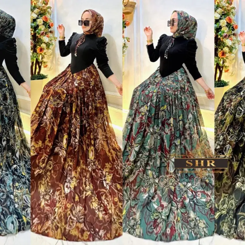 New maxi dress langsing motif gamis set hijab by SHR