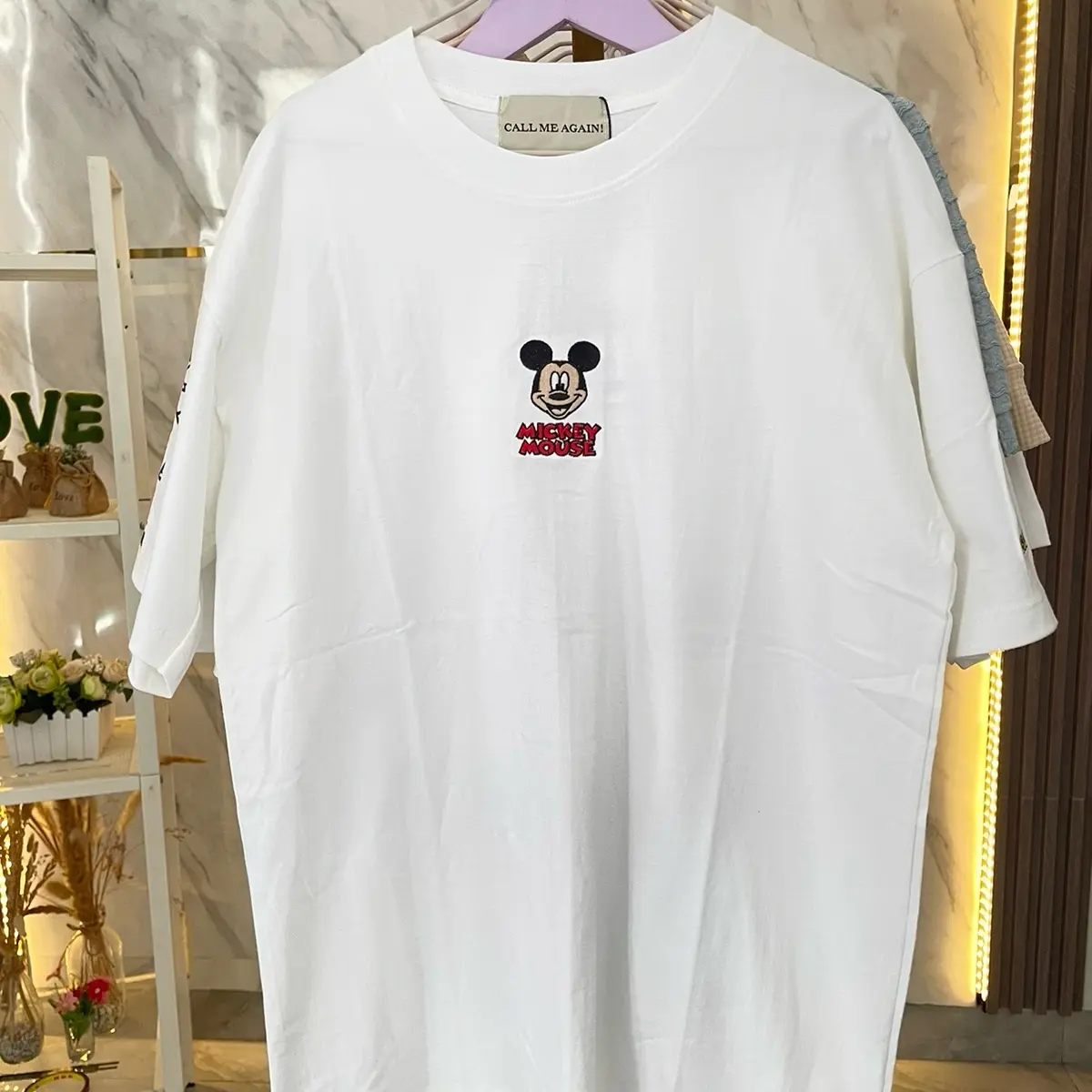 Kaos T’Shirt Call Me Again Disney Mickey Mouse White