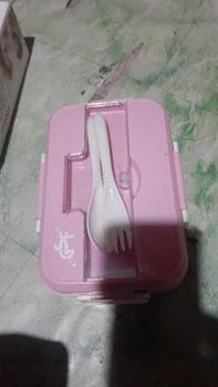 Product Review of Kotak Tempat Makan Lunch Box Tempat Makan Bekal Set Sendok Garpu from Y**E 0