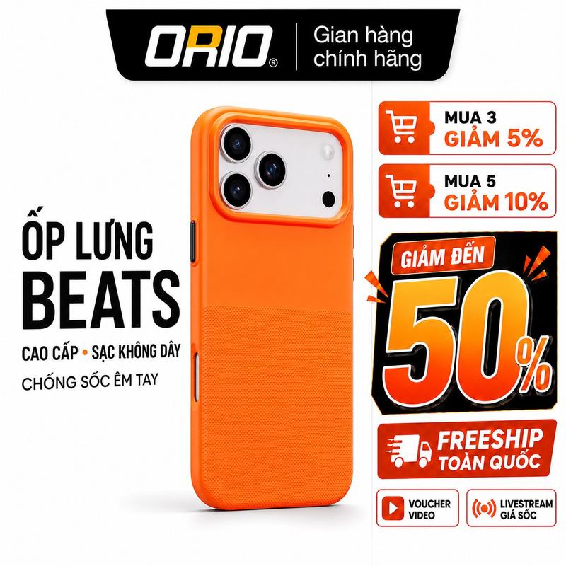 Ôp lung iPhone Beats cao cấp hỗ trợ sạc không dây chất liệu nhựa Polymer chống sốc va đập mạnh