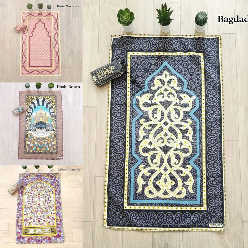Sajadah Travel Jumbo Ukuran 105 x 60 cm / Sajadah Souvenir Umroh Haji Muslim Turki Motif 0