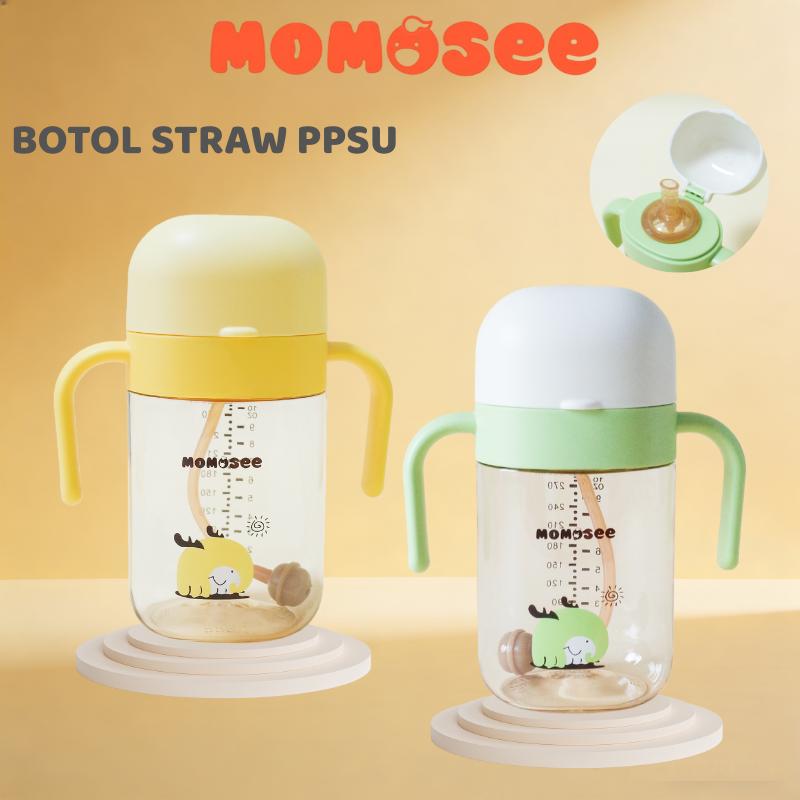 Momosee Botol Minum Sedotan Anak Botol Minum Bayi Training Bottle PPSU Straw Cup 300ml BPA Free BB50