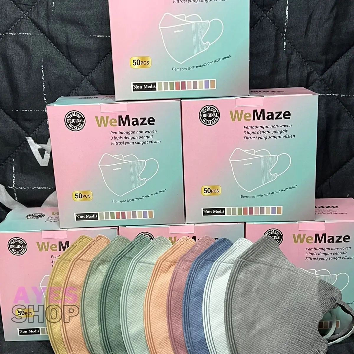 PAKET 3BOX MASKER DUCKBILL WEMAZE MIX 150PCS 3PLY BISA COD