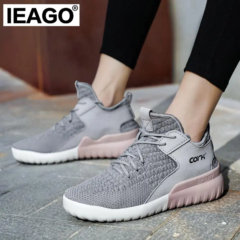 IEAGO Original women flat bottom breathable sport shoes casual student running sneakers