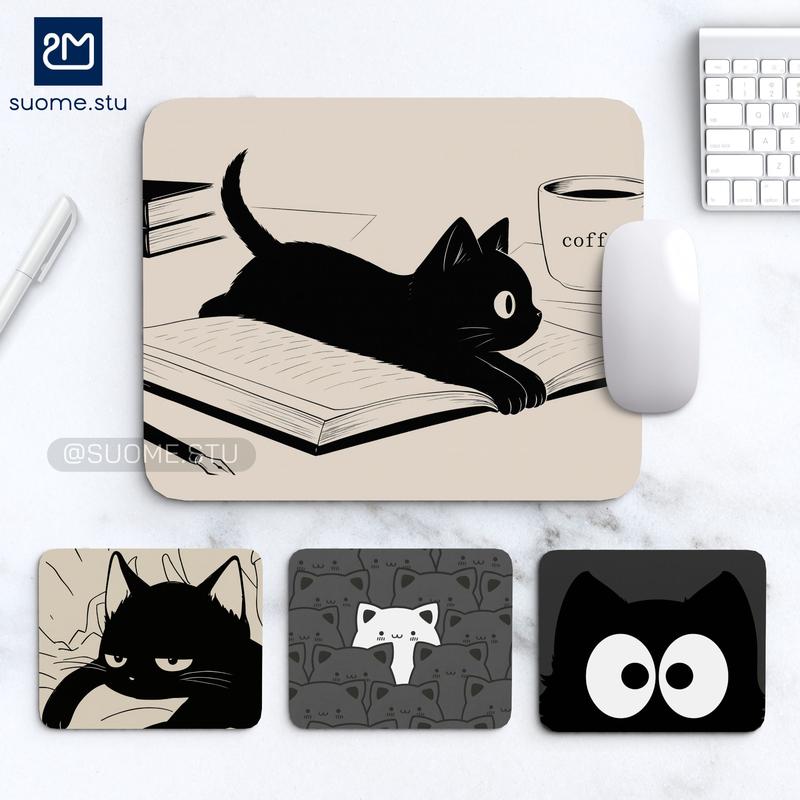 Miếng Lót Chuột Hình Mèo Có Bo Viền Tông Nâu Đen, Mouse Pad Mèo, Lót Chuột Gía Rẻ