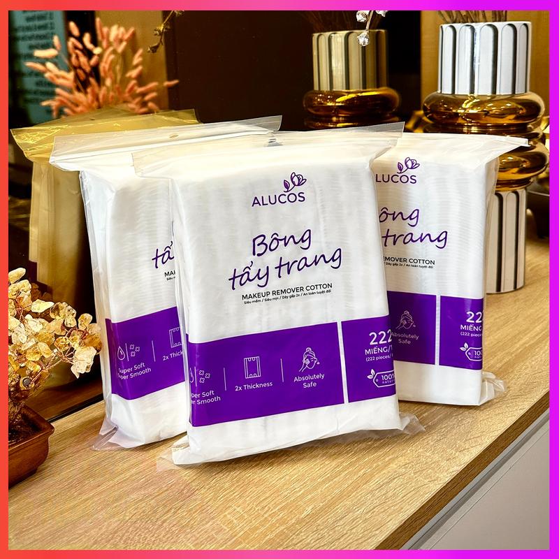 Combo 03 Gói 666 miếng Bông Tẩy Trang Alucos 222 miếng 5x6cm