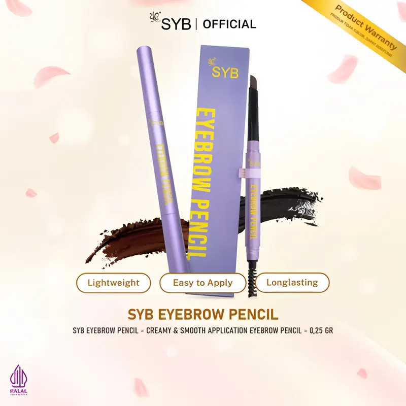 SYB EYEBROW PENCIL with Vitamin E & Soybean Oil [Tersedia 2 warna : Grey & Dark Brown] Tahan Air Tidak Luntur Mudah Diwarnai Mempercantik Kulit Dengan Lembut Dan Lancar Alis Pensil 0
