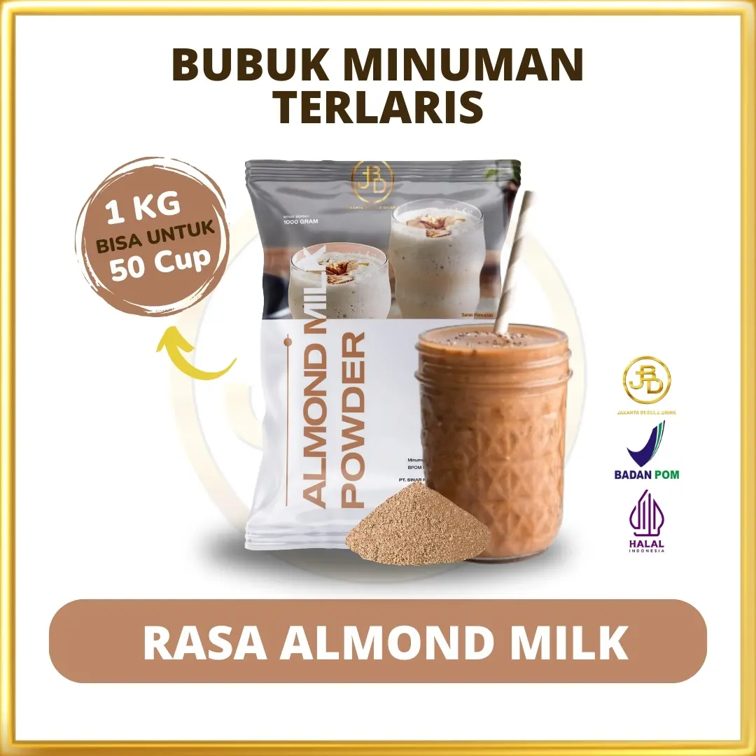 Bubuk minuman Premium Rasa Almond Milk 1Kg || Jakarta Bubble Drink Powder || Ice Cappucino Cincau Susu