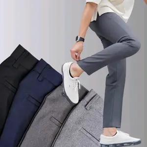 celana panjang pria slim fit celana kantor formal pria calana  Kerja bahan semi woll Kain premium Navy Muda Hitam Abu