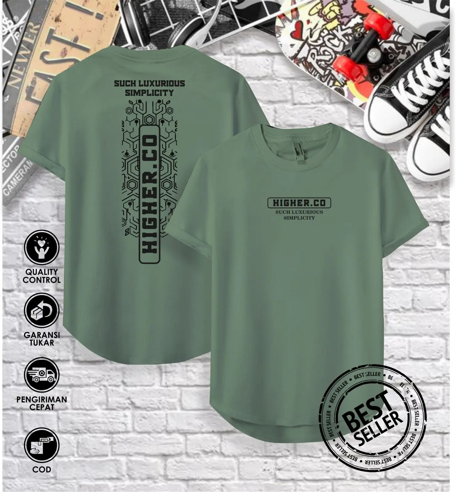 Kaos Oval Pria & Wanita Kekinian / Kaos Distro Cotton Combad 24s / Kaos Premium Oval Keren HIGHER.Cloth