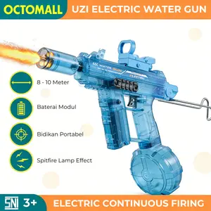 [OCTOMALL] SNI UZI Water Gun Elektrik Otomatis Anak, Pistol Air Jarak Jauh 8-10M, Tekanan Kuat, Tangki Besar, Mainan Outdoor, Cocok untuk Summer