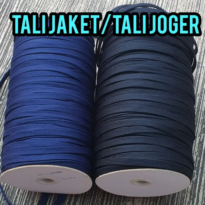 Tali jaket/tali celana/tali joger/tali polyester 1cm Hitam&navy 0