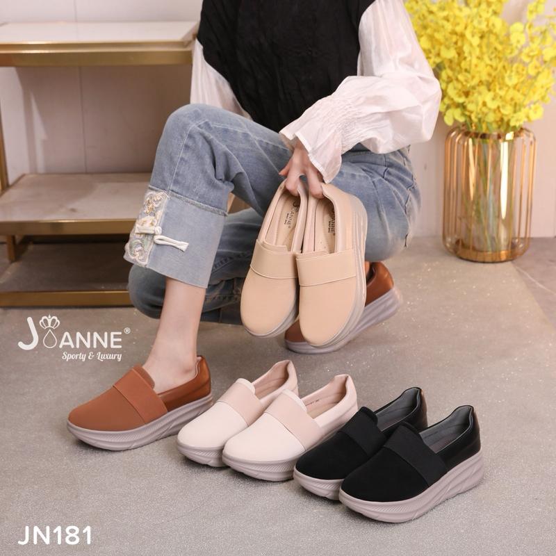 JOANNE Closed Toe Wedges Shoes Sepatu Wanita #JN181 Black Casual 3