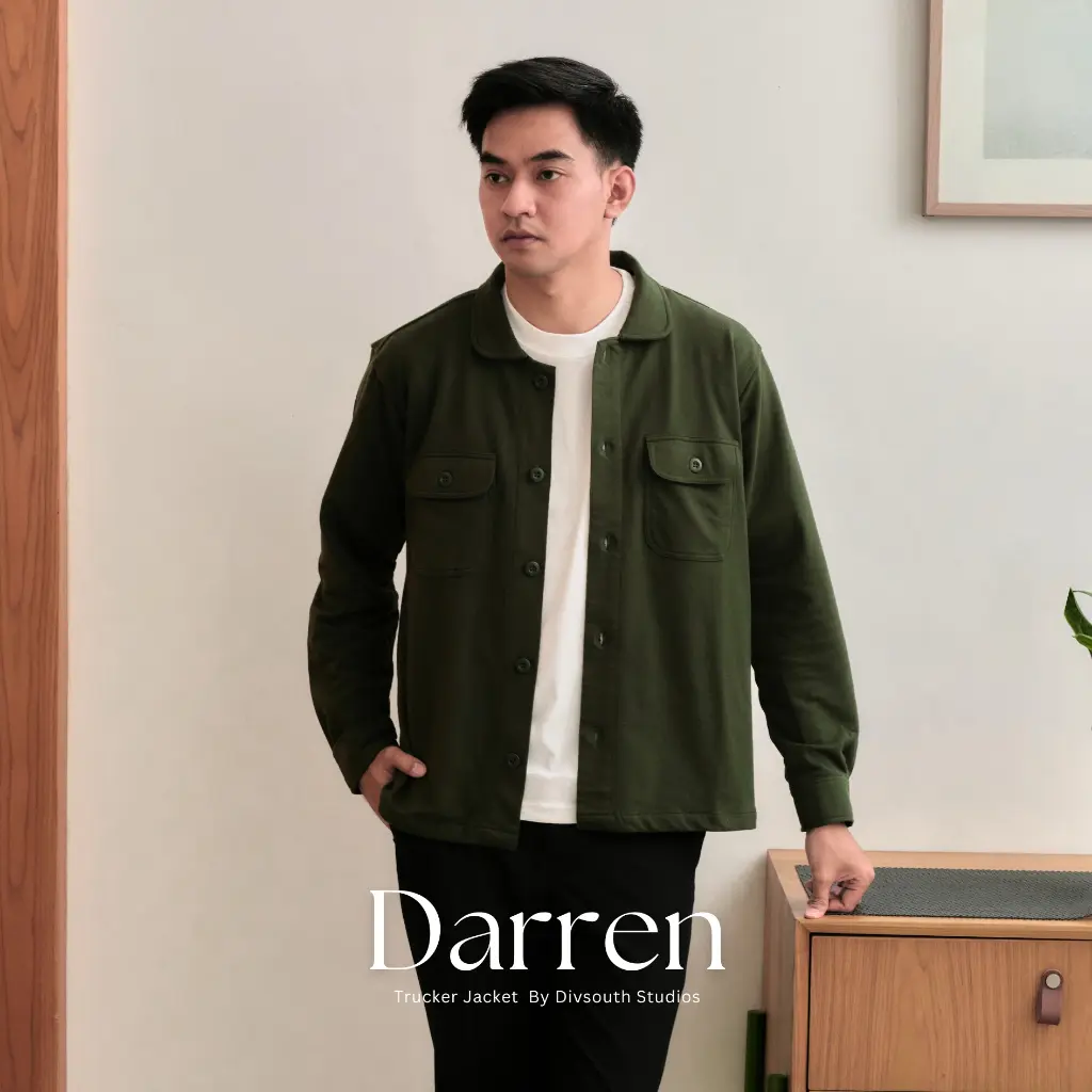 DIVSOUTH Darren Trucker Jacket Panjang Pria Terry Premium Baby Tery
