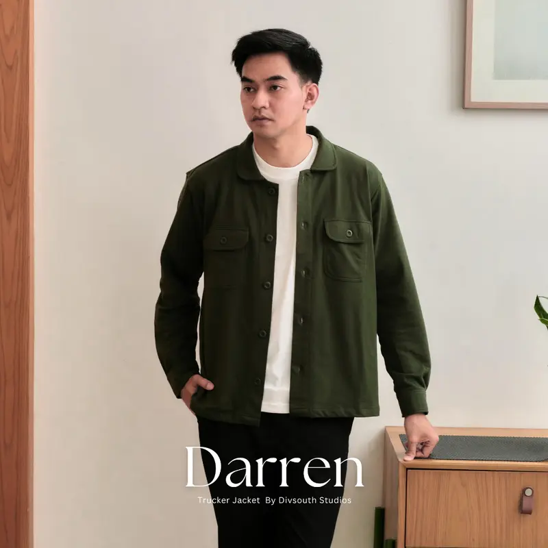 DIVSOUTH Darren Trucker Jacket Panjang Pria Terry Premium Baby Tery 0