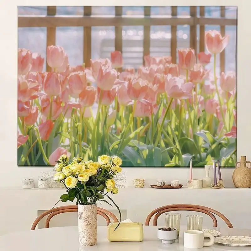 Dekorasi Kamar Pemandangan Laut Bunga Dekorasi Dinding Ruang Tamu Wallpaper Latar Belakang Foto Kain