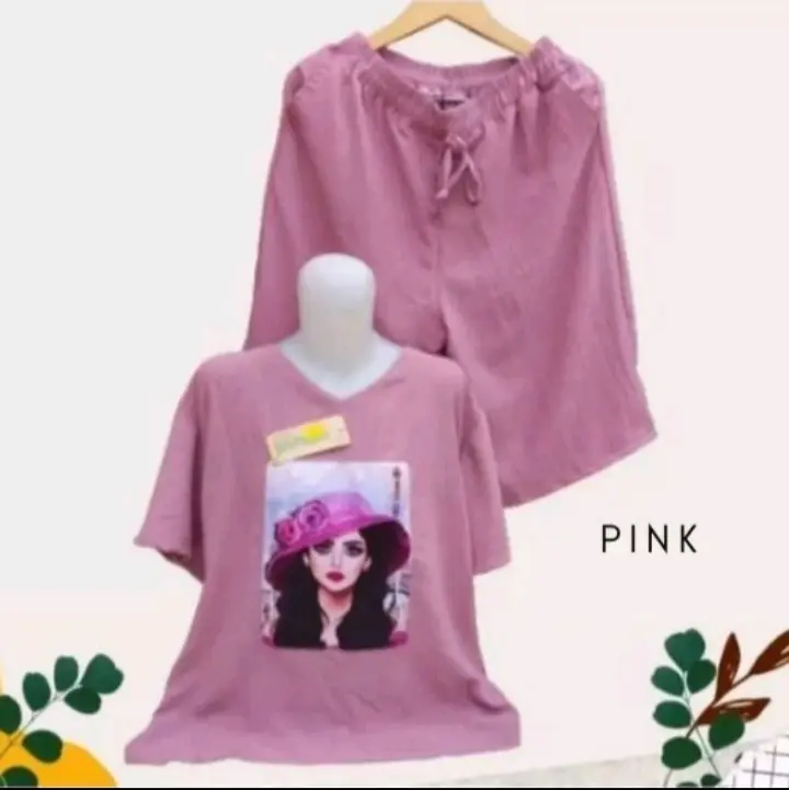 ZN PAHE 100 RIBU 3 ONESET KATUN PENDEK SABLON TERLARIS / Setelan dewasa / One Set Wanita Kekinian Nyaman Santai baju  wanita outfit hana korean style 1