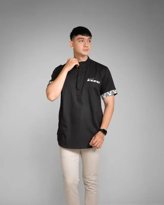 Baju Koko Kurta Dewasa Lengan Pendek Pria Muslim Terbaru Salvio Hexia 3
