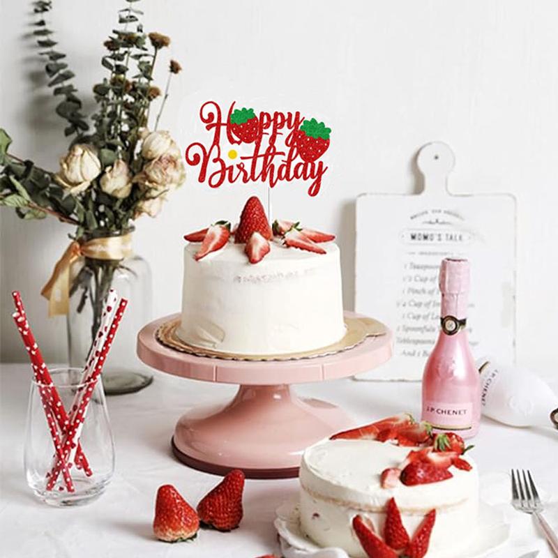 Product Introduction of Strawberry Fruit Theme Birthday Cake Topper Food Grade Baking Accessories Birthday Party Cake Decoration 2