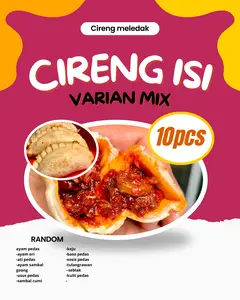 Cireng isi Meledak varian mix random isi 10 ukuran sedang diameter 8cm cemilan lezat pedas gurih manis