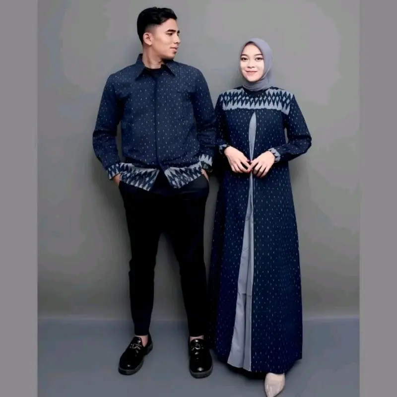 gamis tenun raya midnight blue preeweeding 1