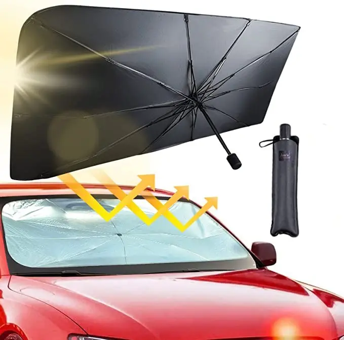 Car Windshield Sun Shade Umbrella - Foldable Car Umbrella Sunshade Cover UV Block Car Front Window (Heat Insulation Protection) for Auto Windshield Covers Trucks Cars (Large)