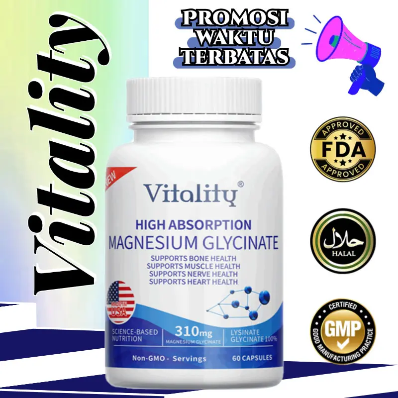 MAGNESIUM GLYCINATE, mendukung stres, tidur, kesehatan jantung, metabolisme saraf dan otot
