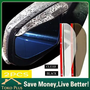 Isi 2PC Car Rearview Mirror Sticker Rain Eyebrow Weatherstrip Rainproof Pelindung Hujan Kaca Spion Mobil