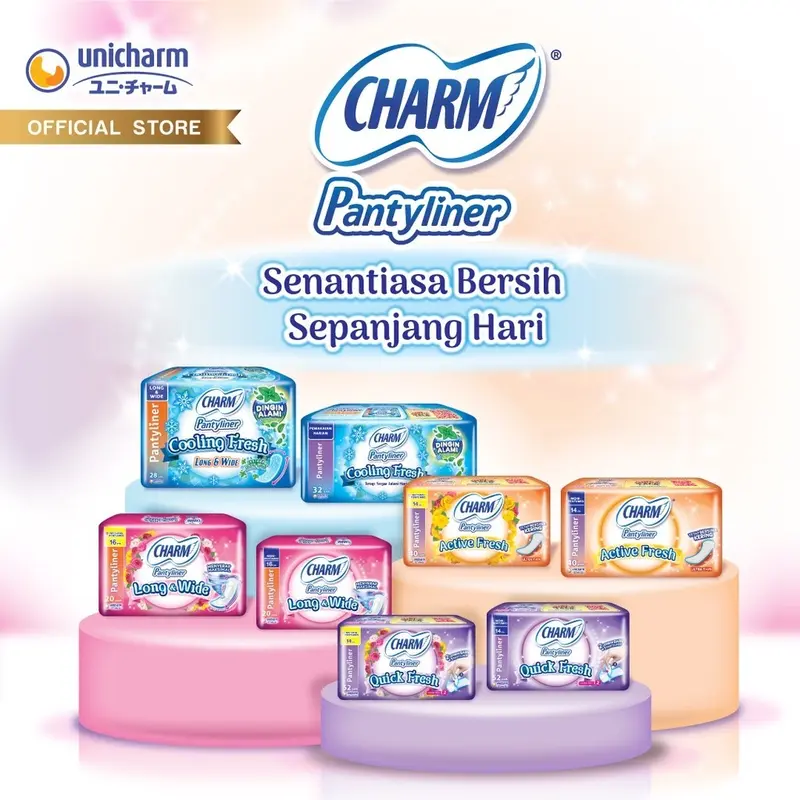 Charm Pure Style Pantyliner Active Fresh Non Perfumed 40 pads -3 Packs 3