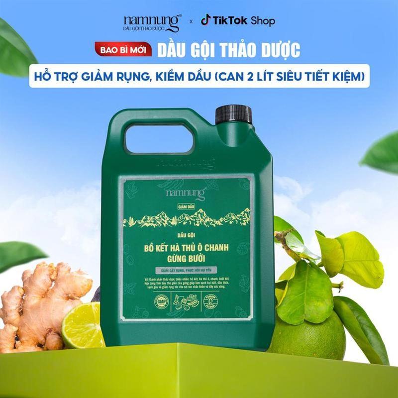 Rẻ vô địch Phiên bản mới Dầu gội thảo dượċ NamNung Dầu gội hỗ trợ giảm rụng phục hồi tóc can 2 lít siêu tiết kiệm chiết xuất thiên nhiên Bồ kết hà thủ ô Chăm sóc tóc Dưỡng tóc nữ bản kiềm dầu