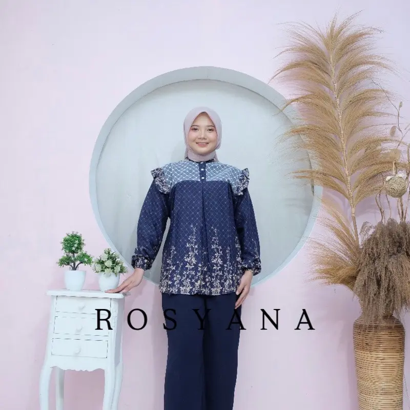 SETELAN BAJU ATASAN KEMEJA WANITA KATUN RAYON DIAMOND MOTIF BUNGA REMAJA TERBARU CELANA KULOT