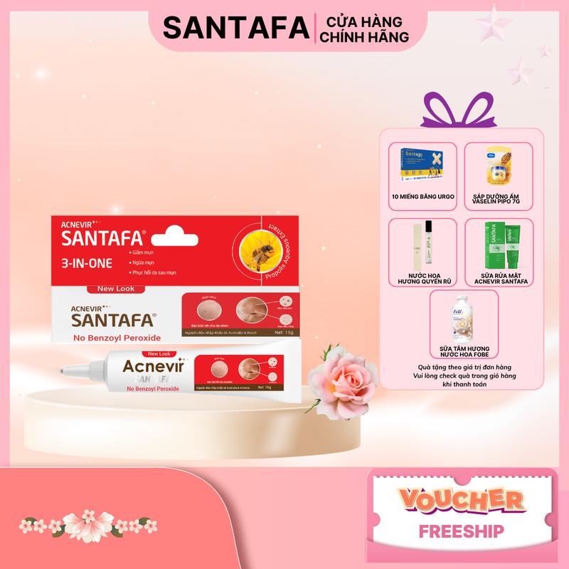 Kem Giảm Mụn Đầu Đen, Mụn Ẩn, Mụn Đầu Trắng, Mụn Cám Acnevir Santafa - Tuýp 15gr - Dưỡng Ẩm Da