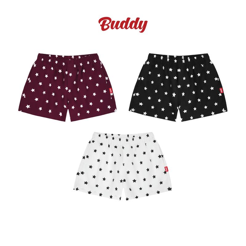   BUDDY  STAR BOXER - Quần đùi ngủ kate NGÔI SAO nam nữ form ngắn thoải mái mặc nhà 