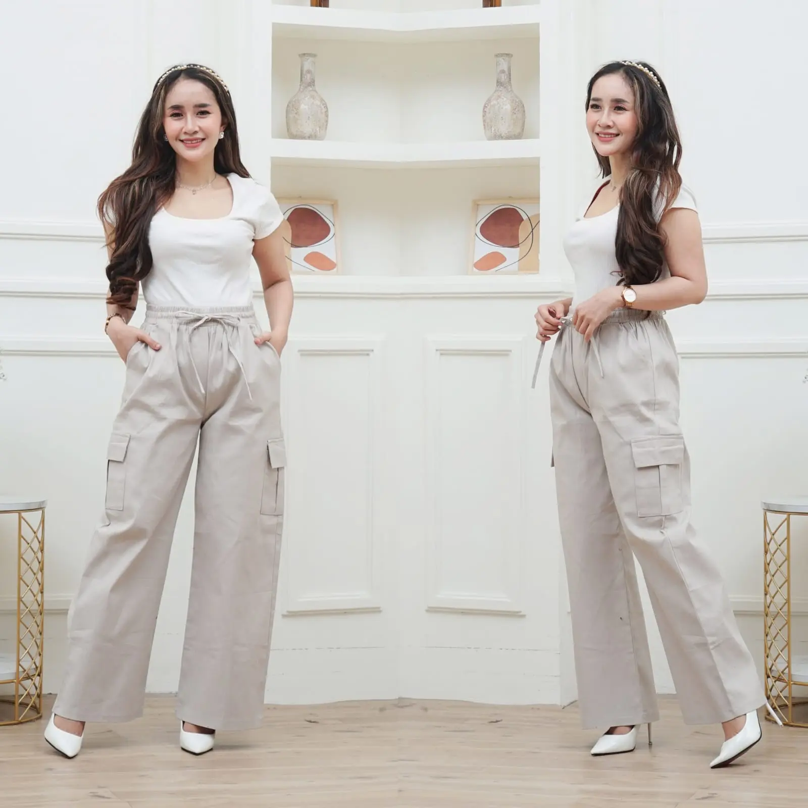 Celana Panjang Wanita Stretch CARGO TEBAL Simple