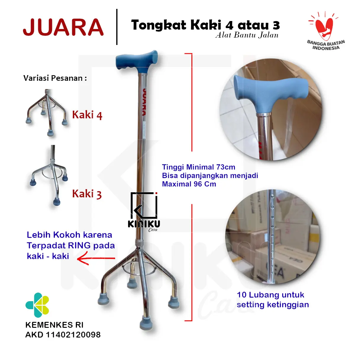 Tongkat Jalan kaki 4 atau kaki 3 merk JUARA