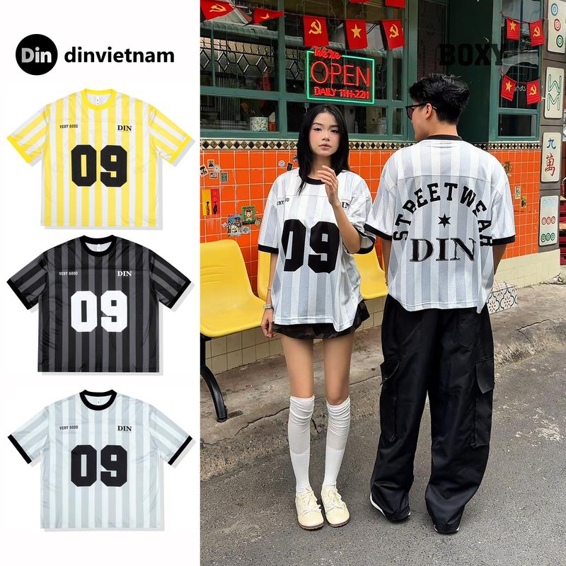Áo thun nam nữ áo phông Din STREETWEAR - Áo Jeysey Lưới Thoáng Bản Streetwear Fullbox Form Boxy-T Unisex Nam Nữ Dệt Kim Chất Vải Co Giãn PoLy Cotton Mát Dày Dặn JEYSEY 09