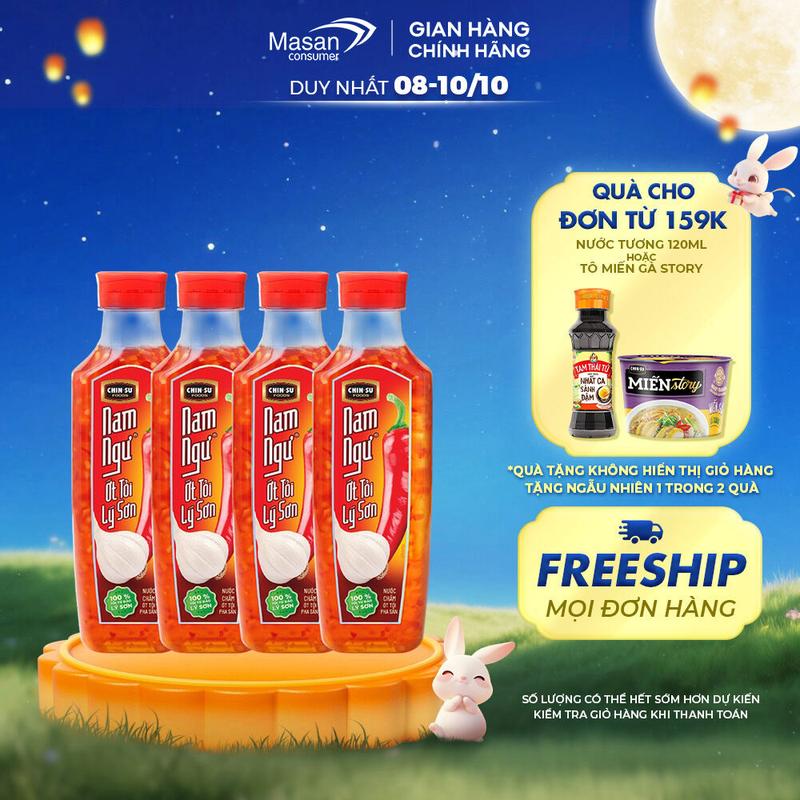 [DEAL KOL] COMBO 4 Nước chấm Nam Ngư Ớt Tỏi Lý Sơn chai 300ml