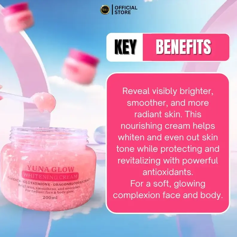 BMRS Yuna Glow Whitening Cream with Placenta Glutathione & Dragon Blood  Extract for Body Glow 200ml - Enhance Natural Beauty