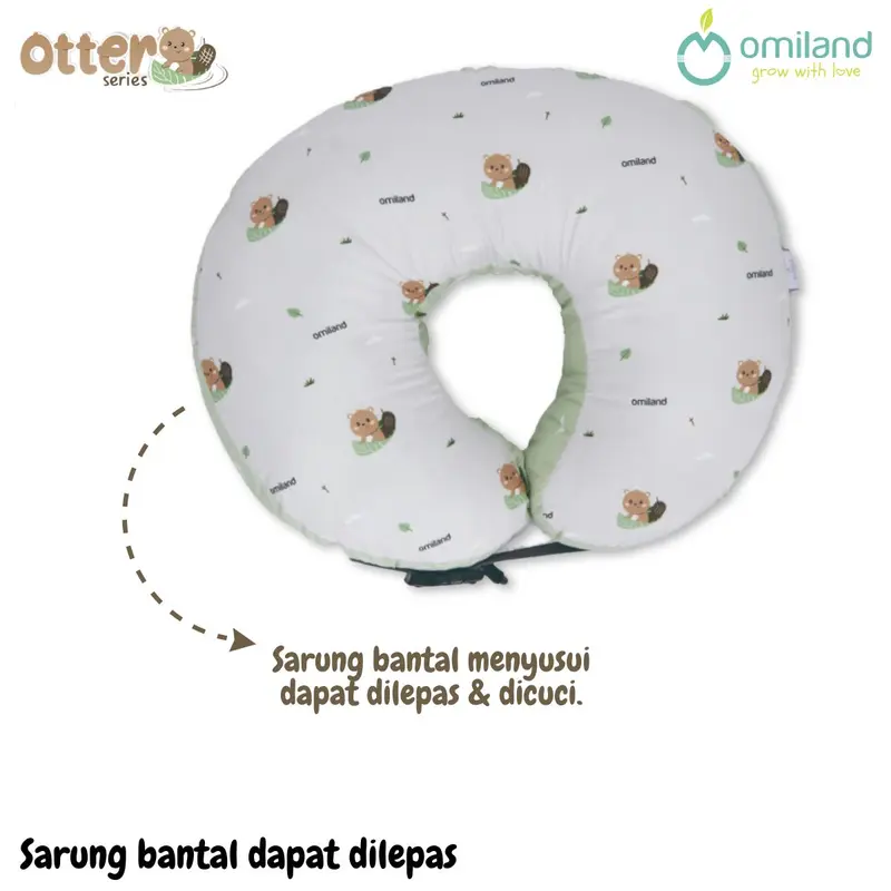 Bantal Ibu Menyusui Omiland Nursing Pillow + Bantal Lengan Otter Series Sarung Dapat Dicopot Dicuci 2