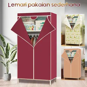 Beli lokal   lemari    Portable Serbaguna Bahan Kain Resleting Bisa Di Gulung Ke Atas Tempat Pakaian Furniture lemari untuk kamar sempit