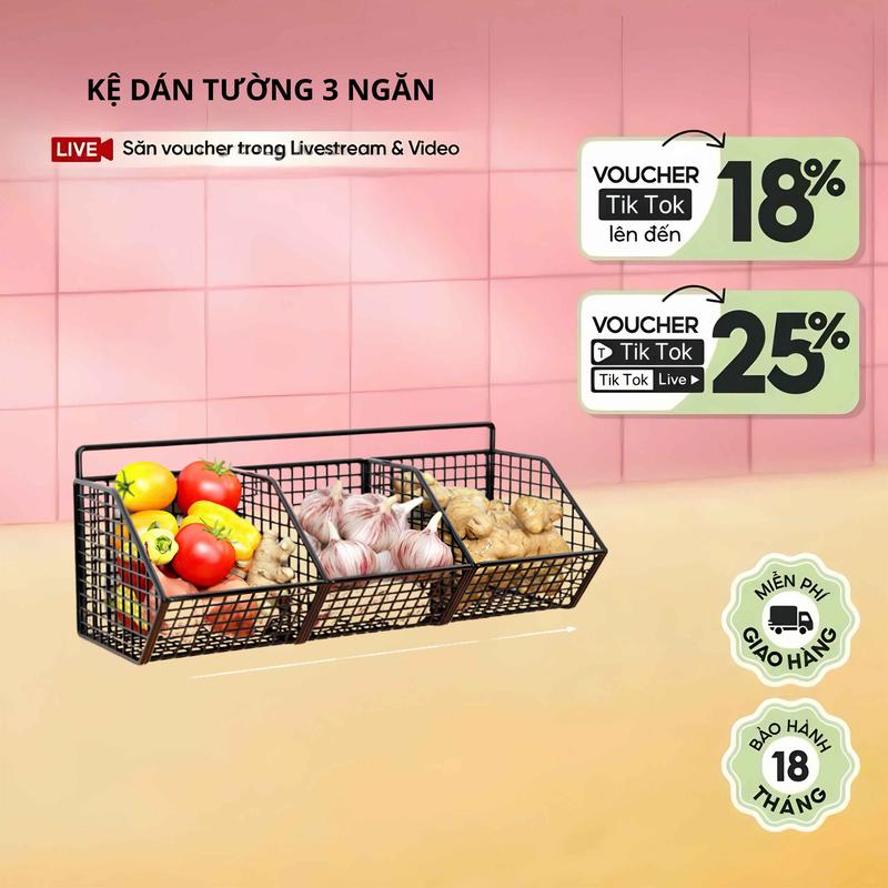 Kệ Treo Dán Tường 3 Ngăn Đa Năng Gọn Gàng Tiết Kiệm Không Gian Cho Nhà Tắm Nhà…