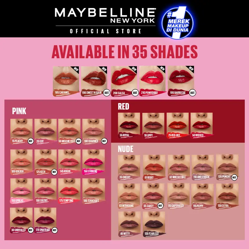 [PROMO GAJIAN] MAYBELLINE Superstay Vinyl Ink 4.2 ml - Shiny Pigmented Liquid Lipstik Lipstick Make Up Lipcream Longlasting 5
