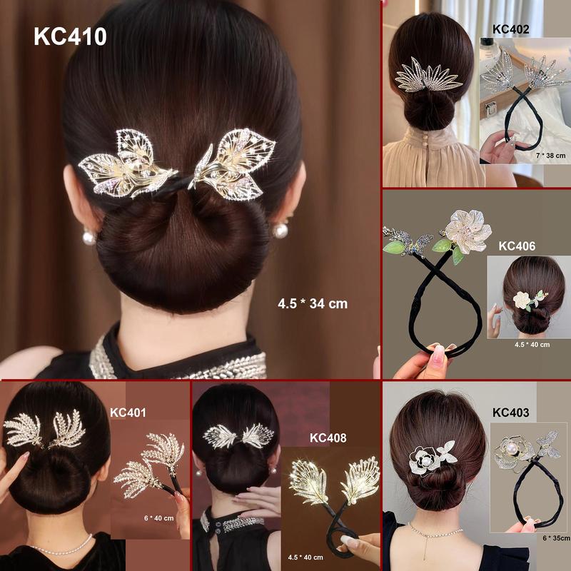 GOTI – Kẹp Quấn Tóc Búi Dự Tiệc Sang Trọng Quà Cho Nữ 20 10 8 3 – Dụng Cụ Tạo Kiểu Búi Tóc Hình Lá Hồng Môn Trắng KC410 Cài Tóc Women Hoa