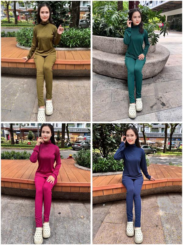 Bộ Cổ Lọ Chất Tăm Lạnh 2 Size 65kg-85kg Siêu Mềm Mịn Tôn Da Tôn Dáng Nữ Women Áo Top - Xưởng May Gia Đào - Kem Thun - M1