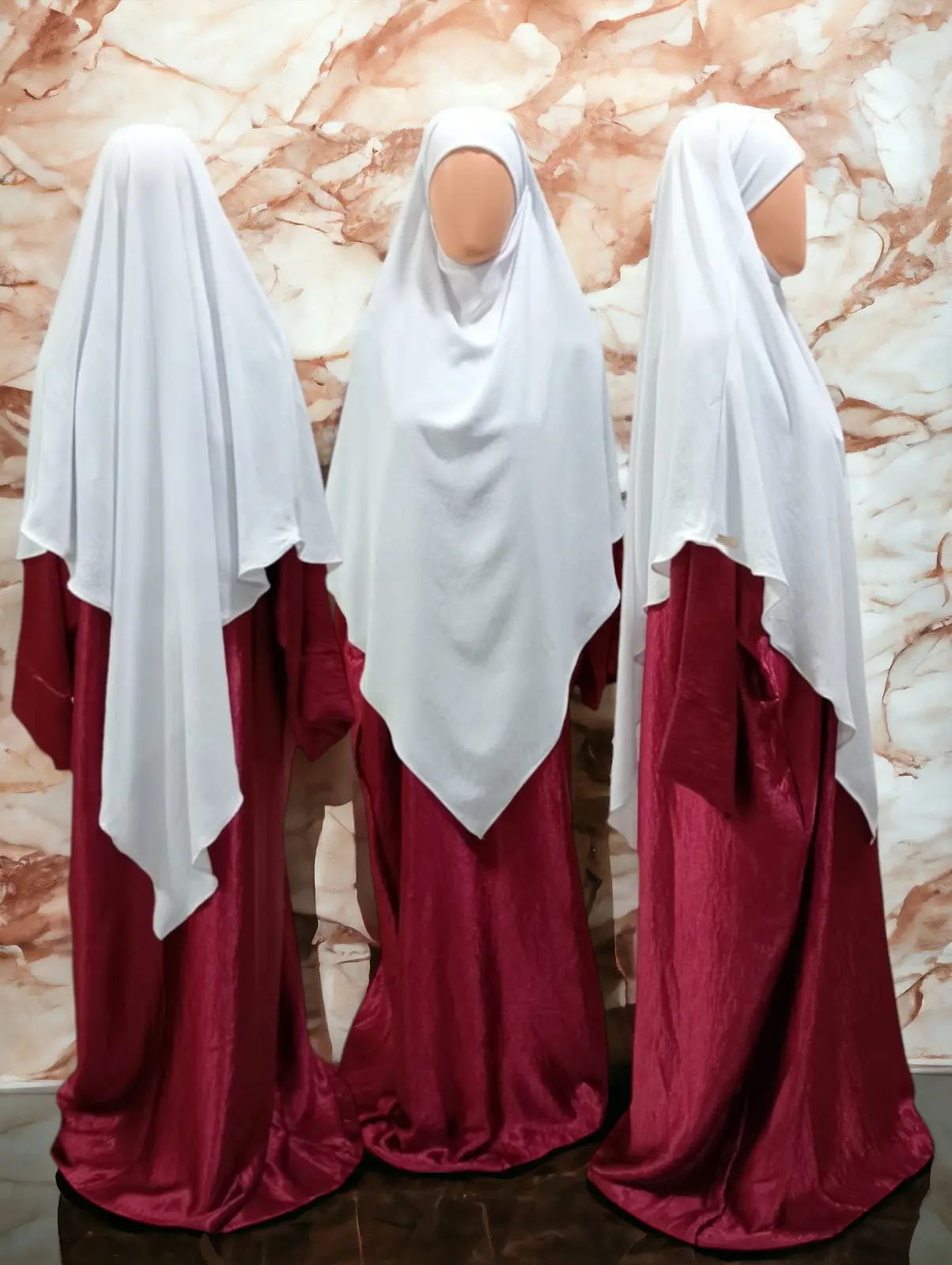 WHITE Amelia Veil khimar NON SHINY CRINGKLE CREPE MATERIAL NO AWNING WITH NIQAB