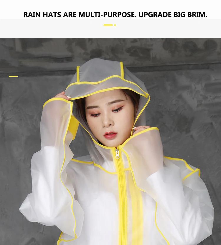 Product Introduction of Adult Long Transparent Waterproof Raincoat Women Rain Coat Men poncho Waistband Hooded Rain Jacket For Hiking Cycling Rainwear 13