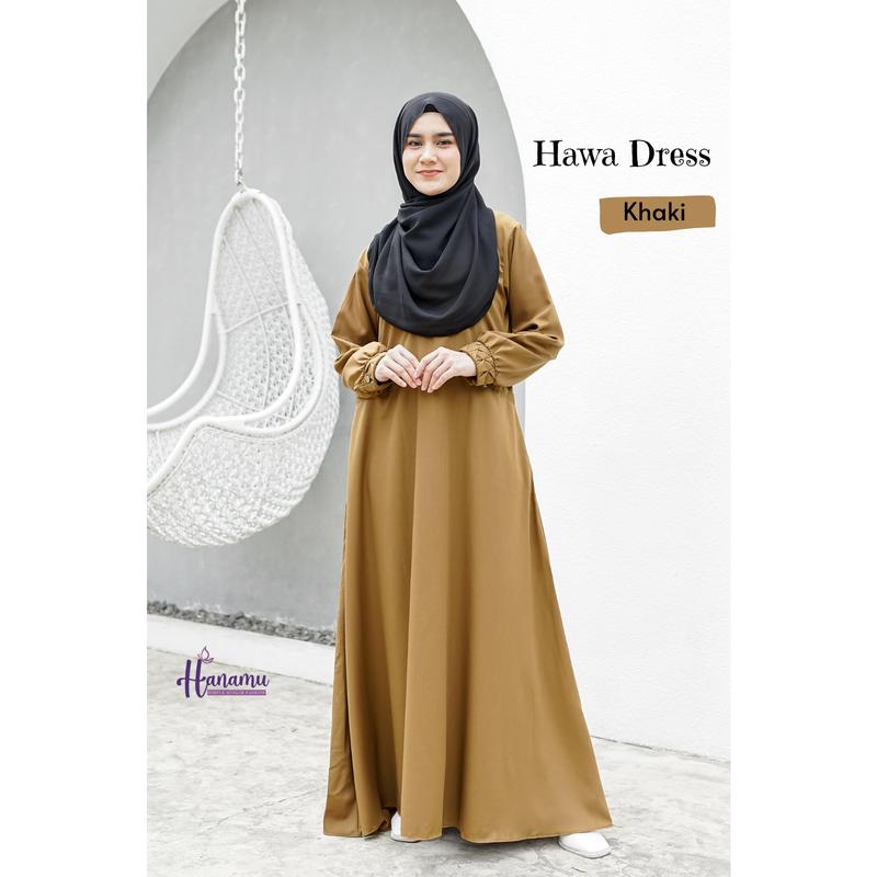 Hanamu Gamis Toyobo Polos Basic HAWA Series - HANAMU l Bisa COD ya Dress Lembut 1