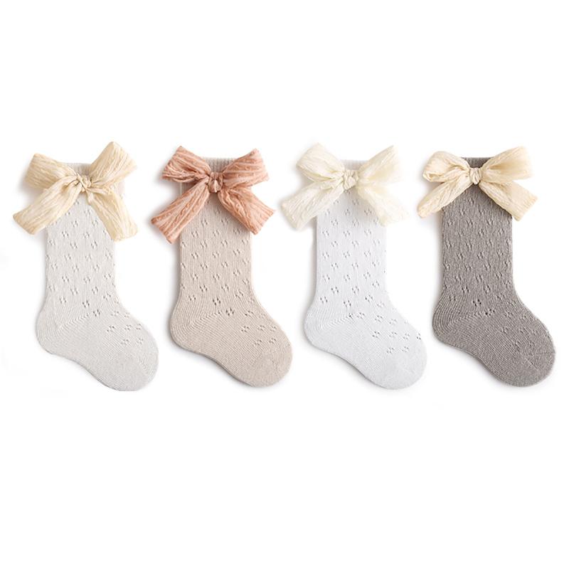Big Bowknot Mesh Baby Long Socks Summer Newborn Toddler Prewalker Sweet Stocking For Kids Girls Infant Princess Soft Sock 0-5Y 7