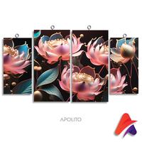Gambar HIASAN DINDING SET ISI 4 ABSTRAK BLACK BEAUTY LOTUS FLOWERS ISI 4 KAMAR DEKORASI RUMAH WALL DECOR PAJANGAN DINDING SATU SET BUNGA APOLITO LUKISAN ESTETIK - SET 80 C dari Apolito Kota Malang 5 Tokopedia